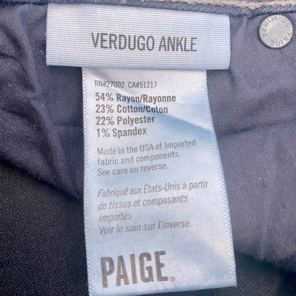VGC nearly new Paige verdugo ankle Jeans size 26 - Picture 5 of 7